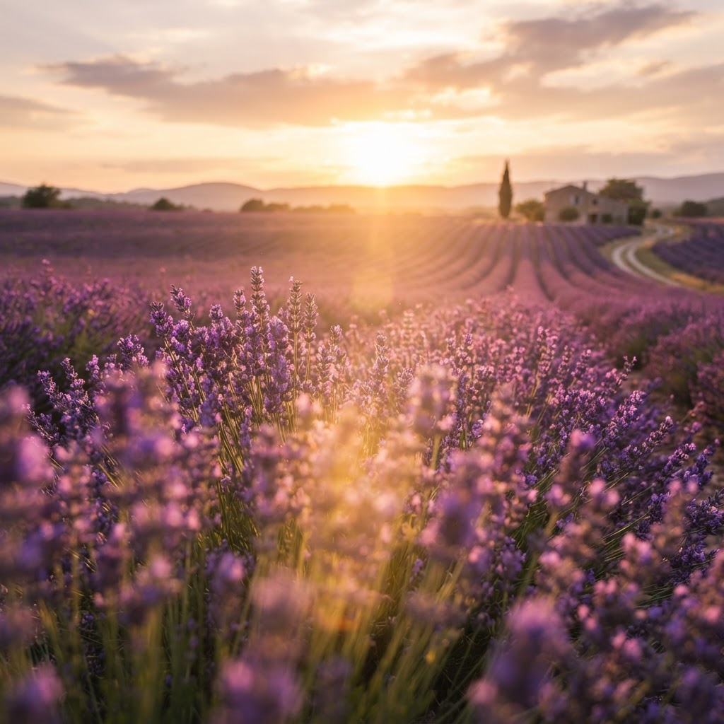 Lavender field at sunset